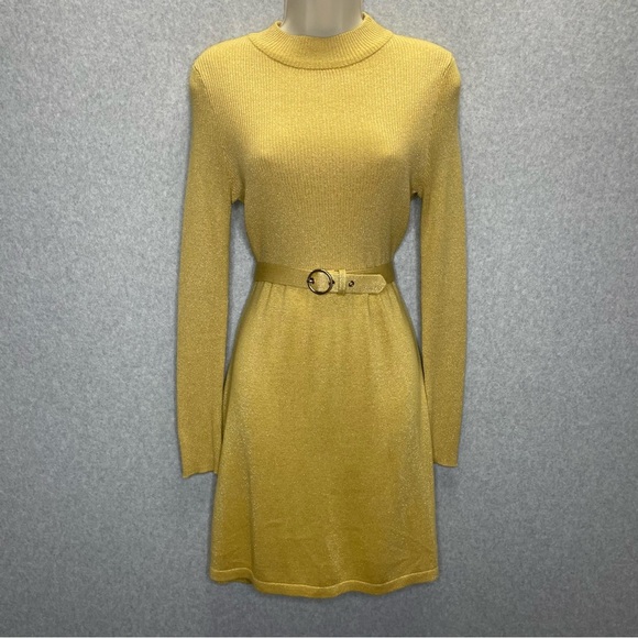 Free People Golden French Girl Sweater Dress w/ Belt - Picture 5 of 9